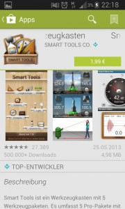 Die Smart Tools für Android sind sehr anschaulich. Screenshot: Laura Wassermann