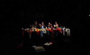 Deniz Yücel, Yassin Musharbash, Mely Kiyak und Moderatorin Doris Akrap (v.l.) beim Hate Poetry in Bochum.