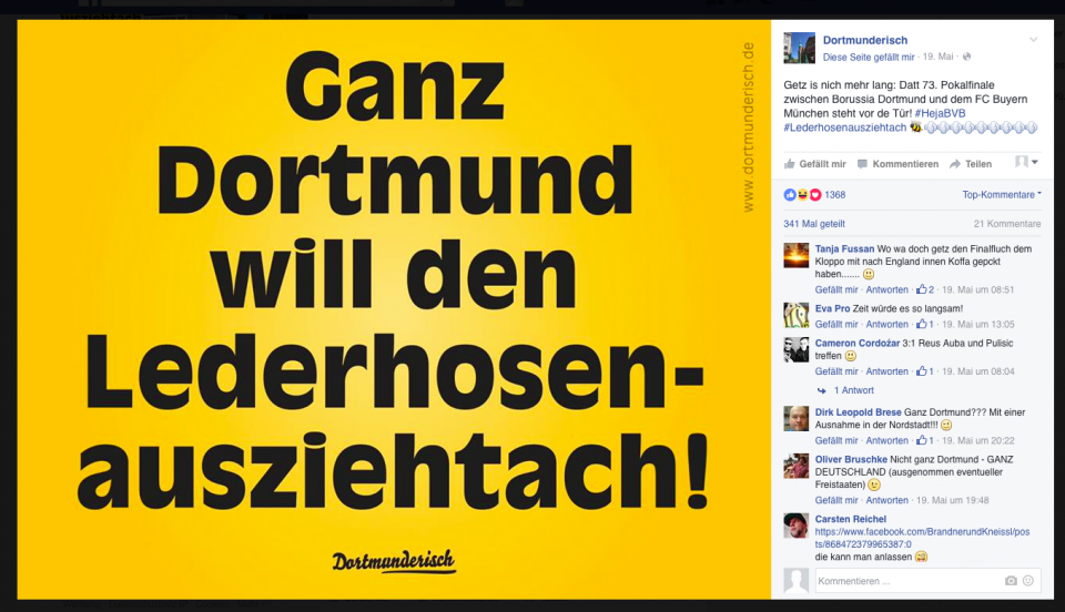 Dortmunderisch-Post auf Facebook zum DFB-Pokalfinale